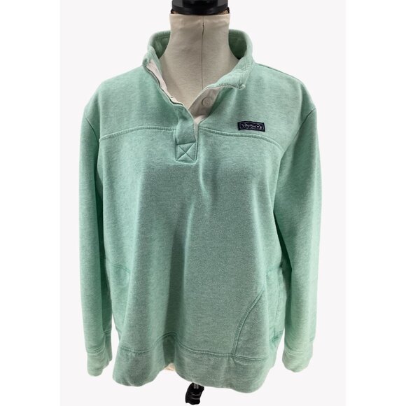 State of Mind Tops - State Of Mine VIRGINIA Womans XL Quarter Button Pullover Mint Green Sweatshirt